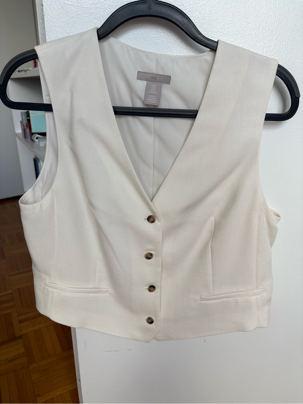 H&M Cream Button-Front V-Neck Vest